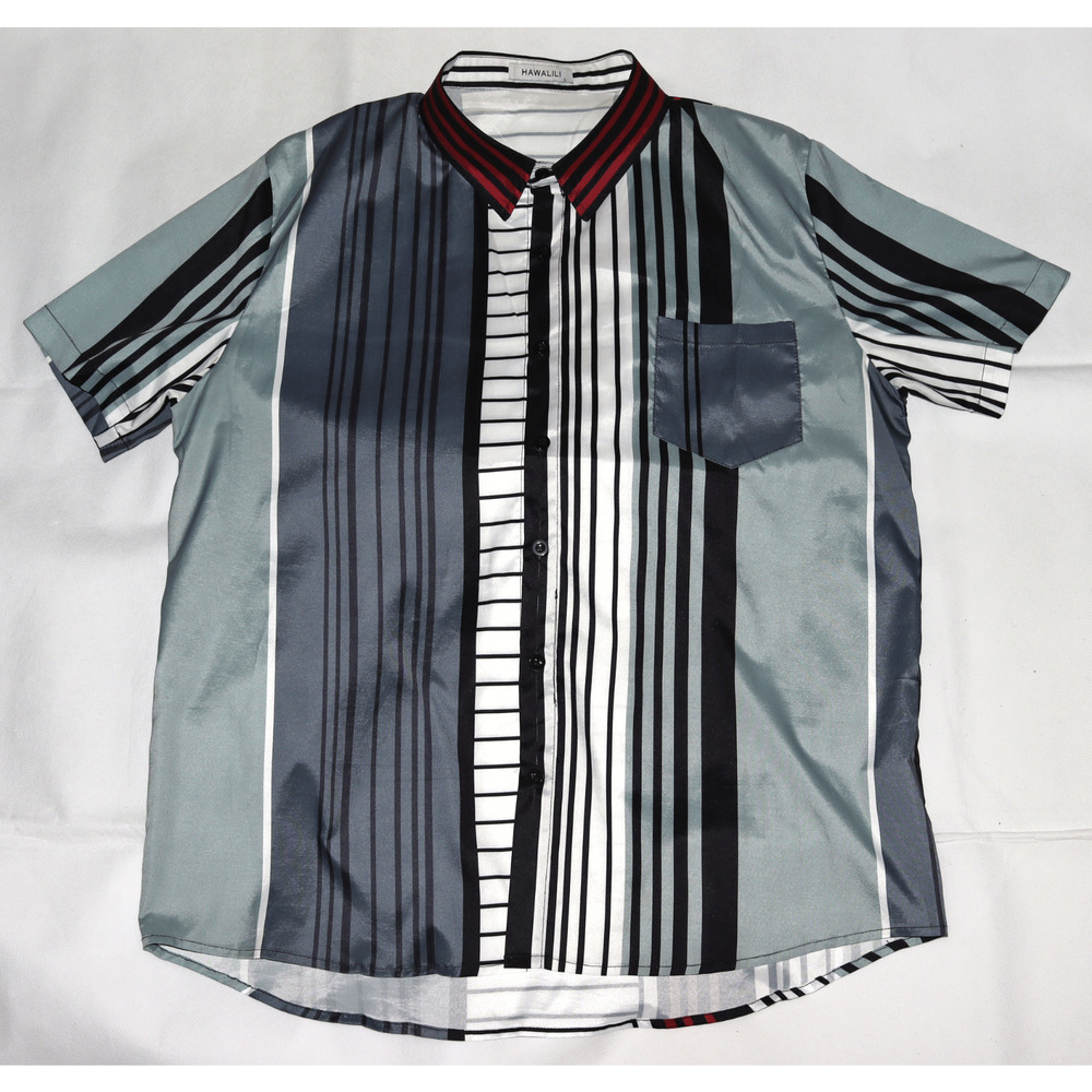 Hawalili Men's Short‎ Sleeve Button Front Shirt Size Large
